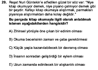 2016 YGS Türkçe 29. Soru