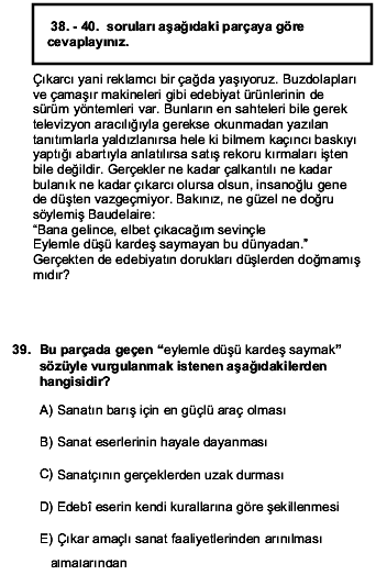 2016 YGS Türkçe 39. Soru