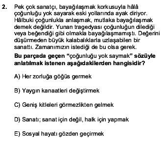 2016 YGS Türkçe 2. Soru