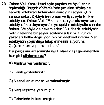 2016 YGS Türkçe 23. Soru