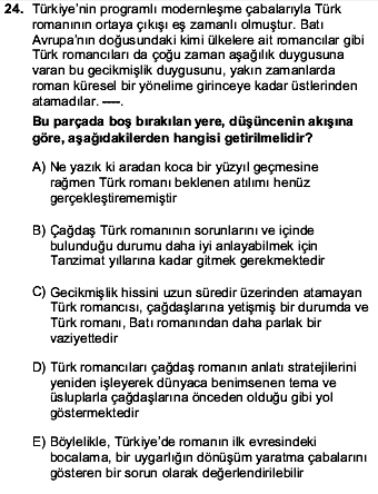 2016 YGS Türkçe 24. Soru