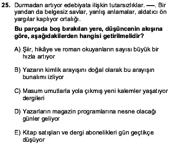 2016 YGS Türkçe 25. Soru