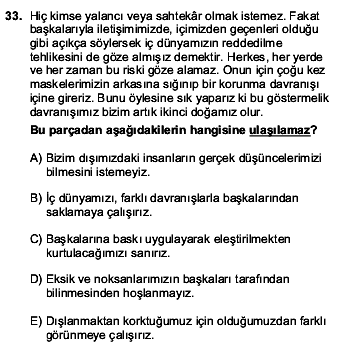 2016 YGS Türkçe 33. Soru