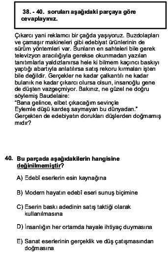 2016 YGS Türkçe 40. Soru