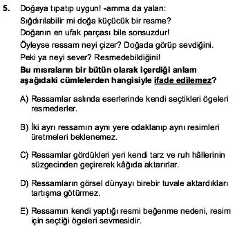 2016 YGS Türkçe 5. Soru